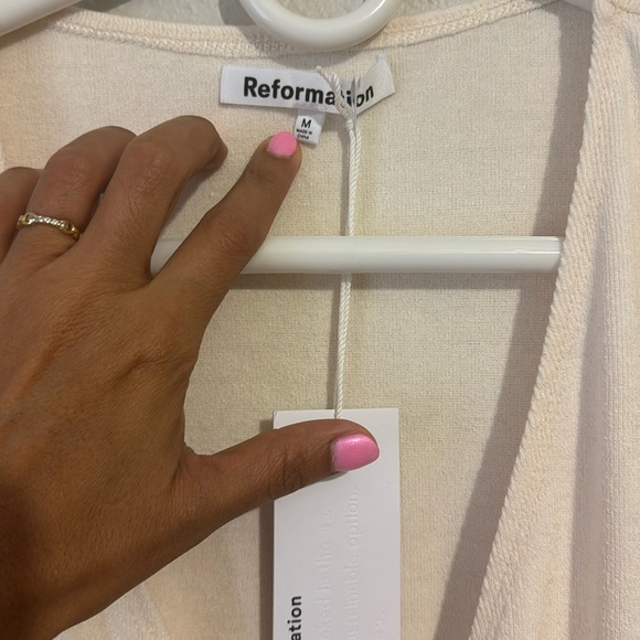 NWT Reformation Cream Karah Tie Front Mini Dress - Picture 5 of 8